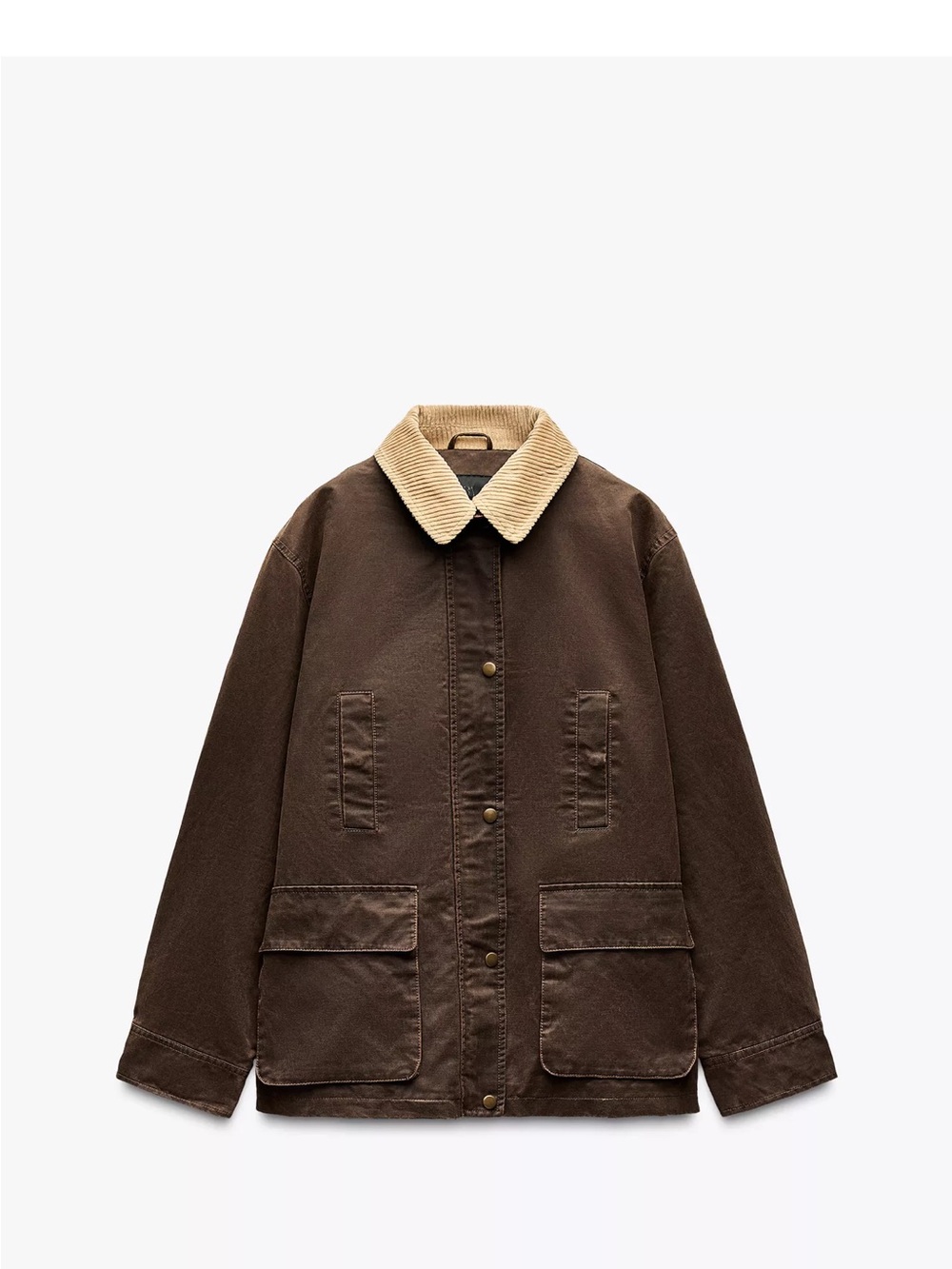 Zara Brown Jacket with Cream Corduroy Collar